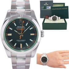 MINT PAPERS Rolex Milgauss Green Anniversary 116400GV 40mm Steel Black Watch Box