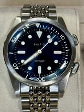 BALTIC Aquascaphe Dual Crown Diver Blue Rice/Beads Bracelet Analog Box & Papers