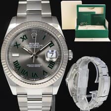 MINT 2022 Rolex DateJust 41 Wimbledon Dial Fluted Oyster Band 126334 Watch Box