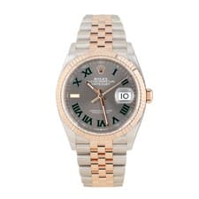 Rolex Datejust Wimbledon Steel & Rose Gold Gray Dial 36mm Fluted 126231 Full Set