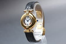 NEAR MINT Cartier Must Colisee Vermeil 1902 Gold Dial Women's Qz Watch JAPAN