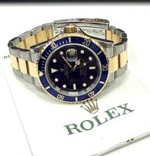 Rolex Submariner Date 40mm Blue Two Tone Gold Buckle Ref 16613
