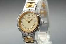 New Battery *N MINT* HERMES Clipper CL4.220 Date 24mm Quartz Ladies Watch JAPAN