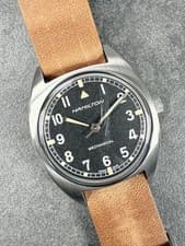 Hamilton Khaki Field Mechanical H744190 36mm Black Dial Box Papers Clear Crystal