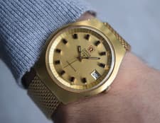 1970 Vintage Omega Men's Watch Geneve Gold Bracelet Electronic Date Chronometer