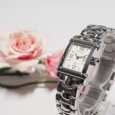 Charriol Columbus Square Quartz Stainless White dial Silver bezel Watch Japan