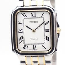 New Battery Seiko Dolce 5E30-5A40 Quartz Two-Tone Roman Numeral White Dial Watch