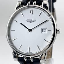 LONGINES Flagship L5.632.4 Quartz White Dial Men's Watch SS 33.5mm Date Bracelet