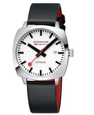 Mondaine MSL.3961B.LBV Cushion 39 mm Steel Black Leather Automatic Men's Watch