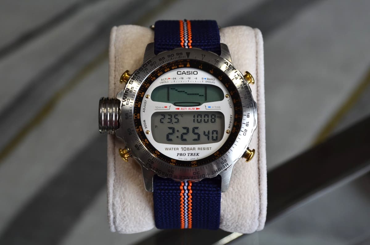 CASIO ALT-7000 PROTREK WATCH STAINLESS ALTI-BARO-TEMP VINTAGE PRT TS BP BM DEP