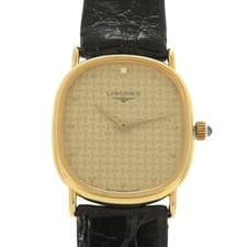 Longines 1P Diamond Manual Wind SS Leather Gold Black Wristwatch 0037 Used from