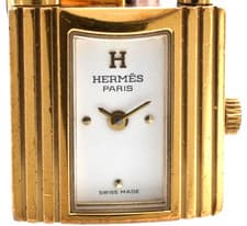 [Exc+5] HERMES Kelly 20mm White Dial Burgundy band Quartz Women's Watch with bag