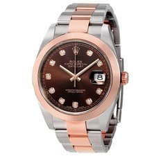 Rolex Datejust 41 Chocolate Diamond Dial Steel and 18K Rose Gold Men's Watch