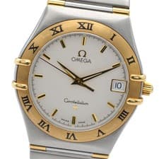 OMEGA Constellation Men s Wristwatch Ivory Dial SS YG Quartz Brand Watch Used