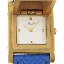HERMES Medor Watches WhiteDial Plated Gold/leather Quartz Analog display Women