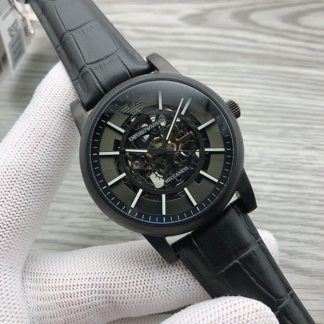 Authentic Emporio Armani AR60008 Luigi Meccanico Skeleton Automatic Men's Watch