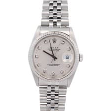Rolex Datejust 36mm Silver Diamond Dial Watch Ref# 126234