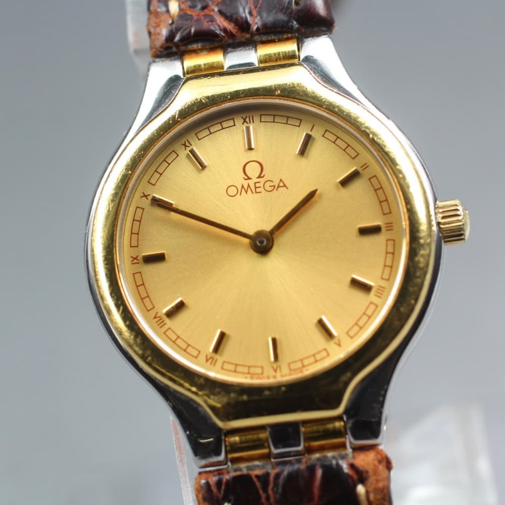 OMEGA De Ville Symbol 595.0101 Cal.1455 Gold Dial GP Quartz 23mm Ladies Watch