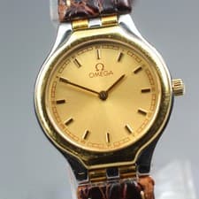 OMEGA De Ville Symbol 595.0101 Cal.1455 Gold Dial GP Quartz 23mm Ladies Watch