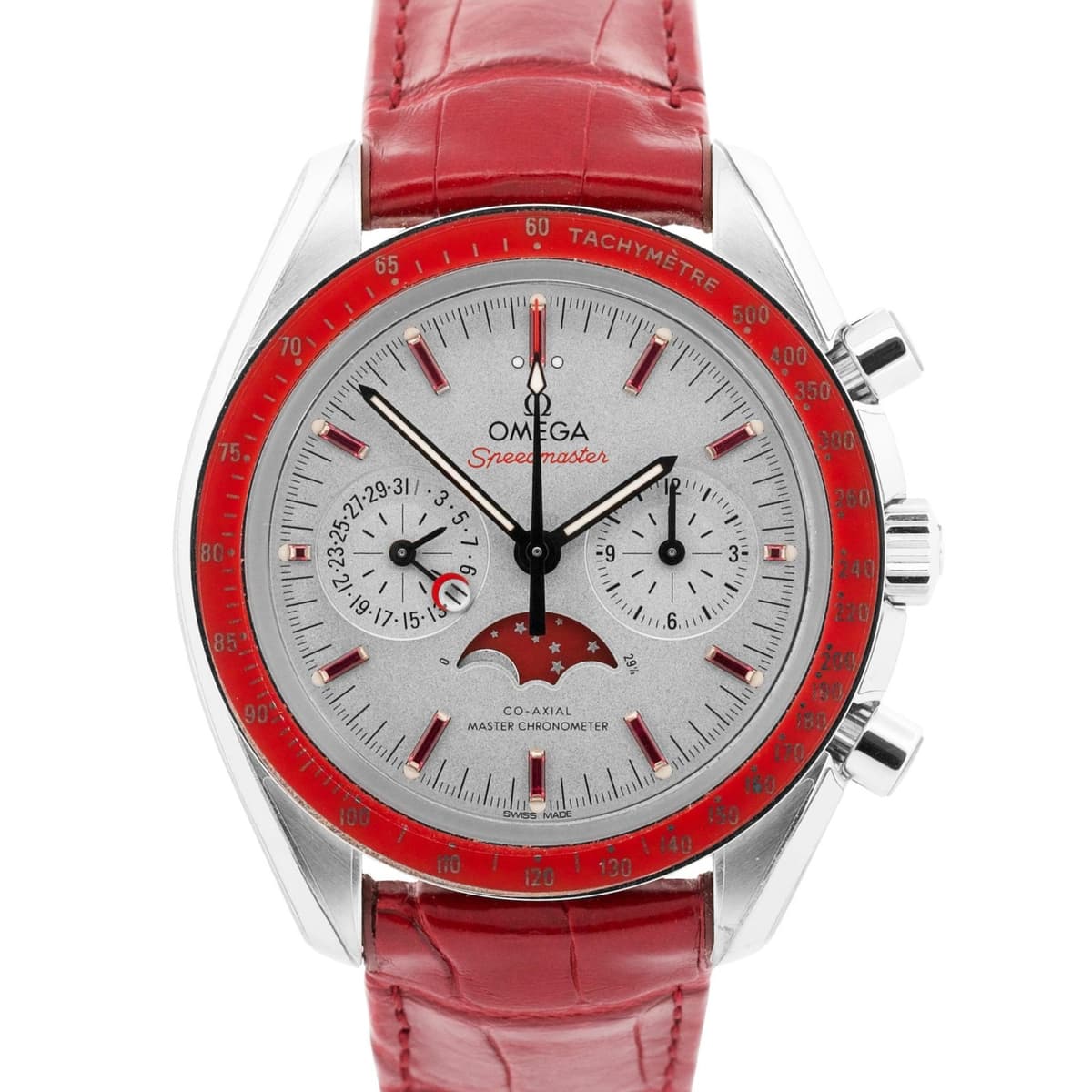 PAPERS Omega Speedmaster Moonphase PLATINUM RUBY 44mm 304.93.44.52.99.002 BOX