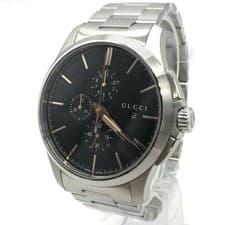 Used GUCCI Analog Quartz Chronogram Watch 126.2 Silver