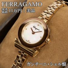 Ferragamo Women's Watch Gancini White Pink Gold Shell Mark Ferragamo,19353