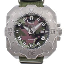 Used RSW Llama Swiss Watch Diving Tool Camo Green Automatic Men's Genuine