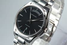 [w/Box ] HAMILTON Jazzmaster Day Date H325050 Black AT SS Swiss Made Men's Watch