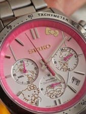 SEIKO Hello Kitty Shinkansen 50th Anniversary Pink Quartz Chronograph 8T63-03Y0