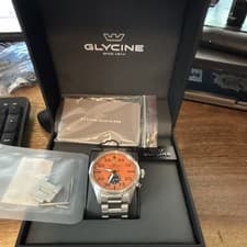Glycine Airpilot Orange Dial Men's Pilot Watch Stainless Steel Luminous Hands