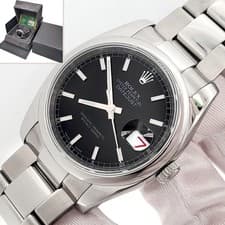 Undated Rolex Datejust Black Index Dial Steel Oyster 36mm Watch 116200 Papers