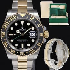 MINT Rolex GMT-Master 2 Ceramic 116713 Black Two Tone Yellow Gold Steel Gold
