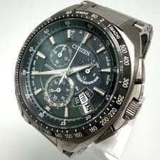 Citizen Attesa Watch Solar Quartz Mens 42mm Titanium Black Dial Wrist 17cm