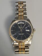 Rolex President Day-Date 18239 Tridor 18K 36MM Auto Blue Dial Watch. Box/Books