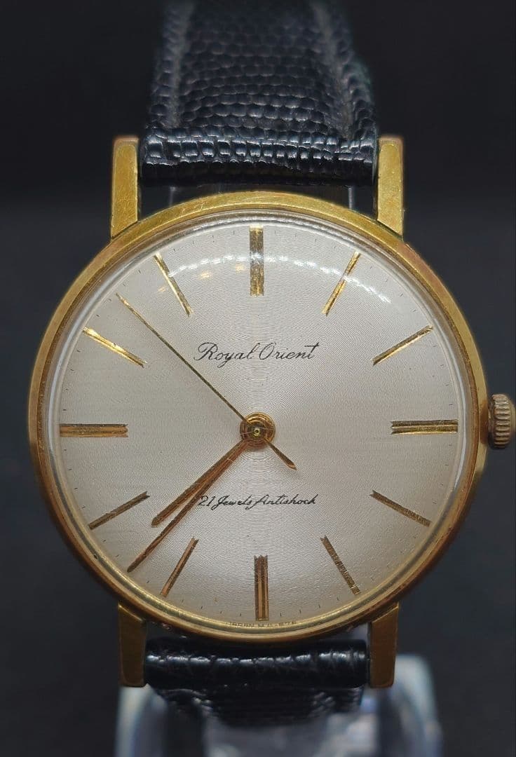 Royal Orient Hand Wound Watch Vintage Gold White Dress Timepiece Classic