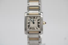 Cartier Tank White Women's Stainless Steel/Yellow Gold Bracelet Watch - 2384