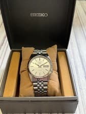 SEIKO SNXJ89 Seiko5 Watch Timepiece Automatic Mens Silver Wristwatch