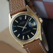 Rolex 1968-70 Date Bark 1507 Chronometer Date Automatic 18k Yellow Gold Papers