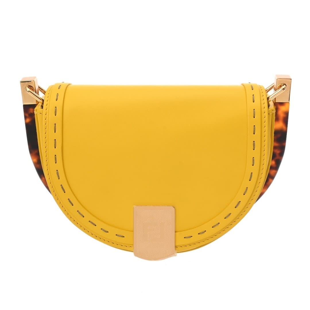 Used FENDI 8BT346 ABVL 120805 218 Ladies Shoulder Bag Yellow Calf Leather from J
