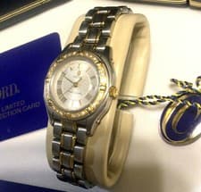 CONCORD STEEPLECHASE WATCH Stainless w/ 18k Gold & 24 Diamonds Circling Bezel