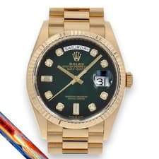 Rolex DayDate 36 128238A Baguette Diamond Green Ombre Watch