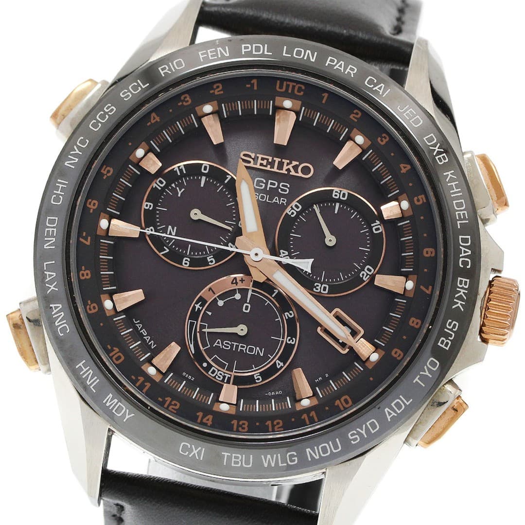Seiko Astron SBXB025 8X82 GPS Solar Titanium Brown Dial 1.77in Case 7.48in Wrist