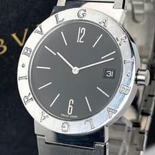 BVLGARI Bvlgari Bvlgari Quartz Watch BB33SS Date Black Dial 33mm