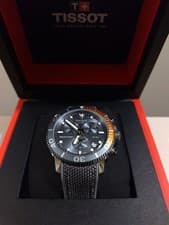 TISSOT Seastar 1000 Quartz Chronograph Watch 45.5mm Mens Black Orange