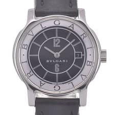 Bulgari BVLGARI ST29S Ladies Quartz Watch Black Dial Date SS Leather FROM JAPAN
