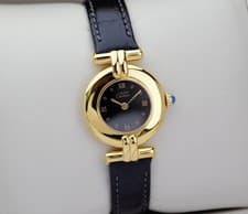 Cartier Must de Colisee SM Vermeil Quartz Watch Black Roman Dial Ladies Watch