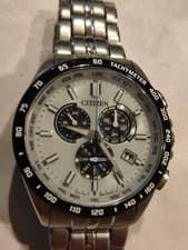 Citizen Panda Chronograph CB5874-90A Eco Drive Men's Watch Silver Black