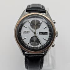 Seiko 6138-8020 Panda Automatic Chronograph Watch 41mm Stainless Steel Running