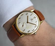 1964 Omega Small Seconds Men's Watch Mechanical Leather Numeral Dial Gold