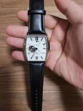 Orient Star Automatic Square Watch White Dial Black Leather Mens Casual